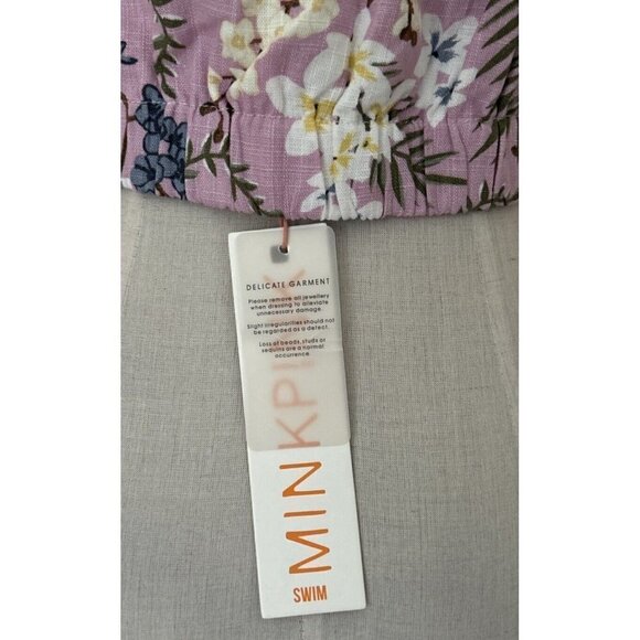 MinkPink Womens Crop Top Sleeveless Lavender Floral Rayon Linen Size XL NEW - Picture 4 of 5